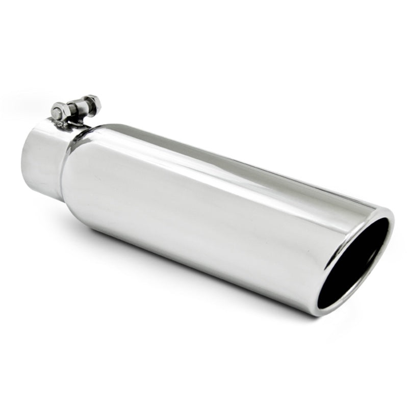 MBRP Universal Tip 3.5in OD 2.5in Inlet 12in L Angled Cut Rolled End Clampless No-Weld T304-thumbmail-2