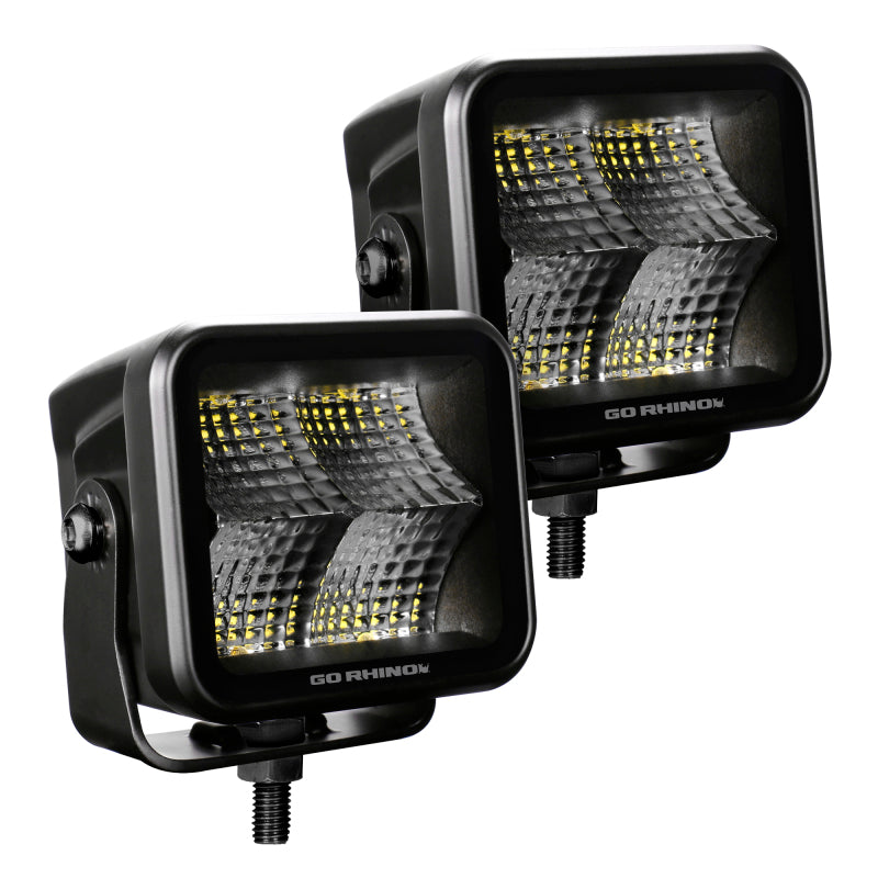 Go Rhino Xplor Blackout Series Cube LED Flood Light Kit (Surface/Threaded Stud Mnt) 3x3 - Blk (Pair)-thumbmail-14