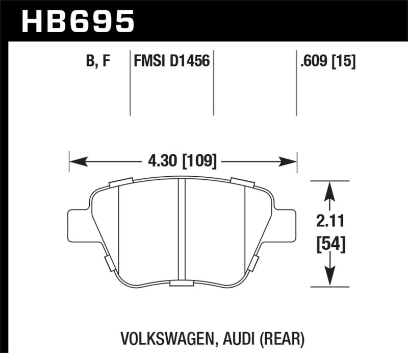 Hawk 12 Audi A3 / 11-12 VW Golf GTI/Jetta S/Jetta SE/Jetta SEL/Jetta TDI HPS Street Rear Brake Pads-thumbmail-6
