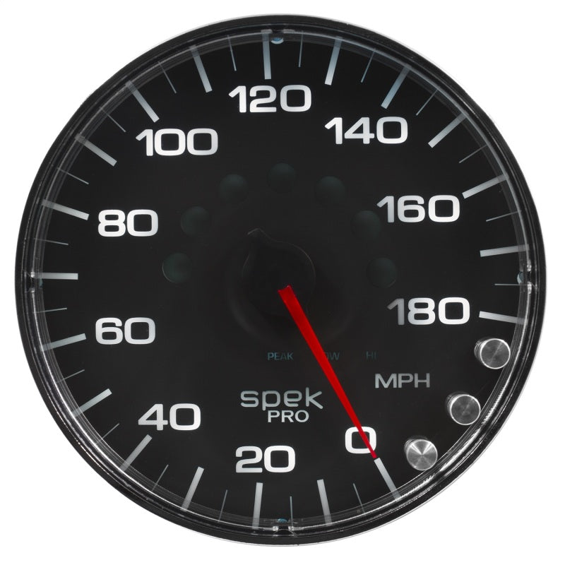 Autometer Spek-Pro Gauge Speedometer 5in 180 Mph Elec. Programmable Black/Chrome-thumbmail-2