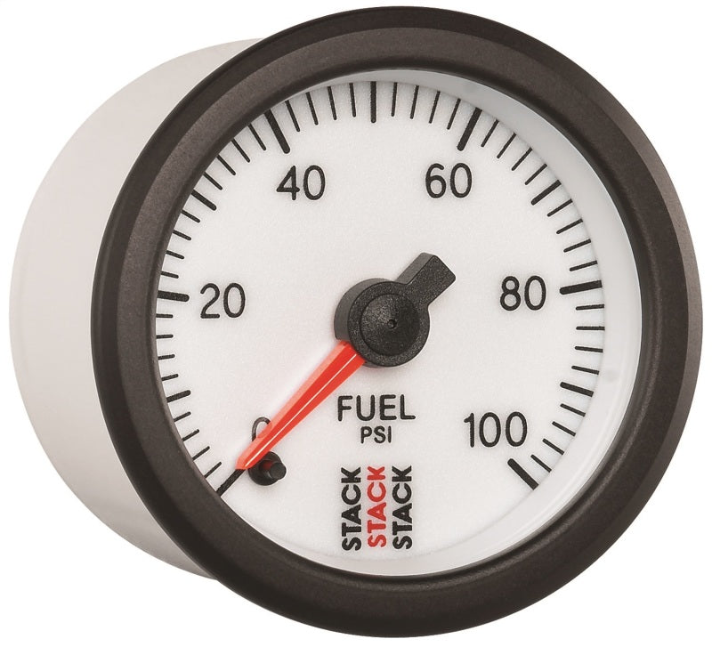 Autometer Stack 52mm 0-100 PSI 1/8in NPTF Male Pro Stepper Motor Fuel Pressure Gauge - White-thumbmail-6