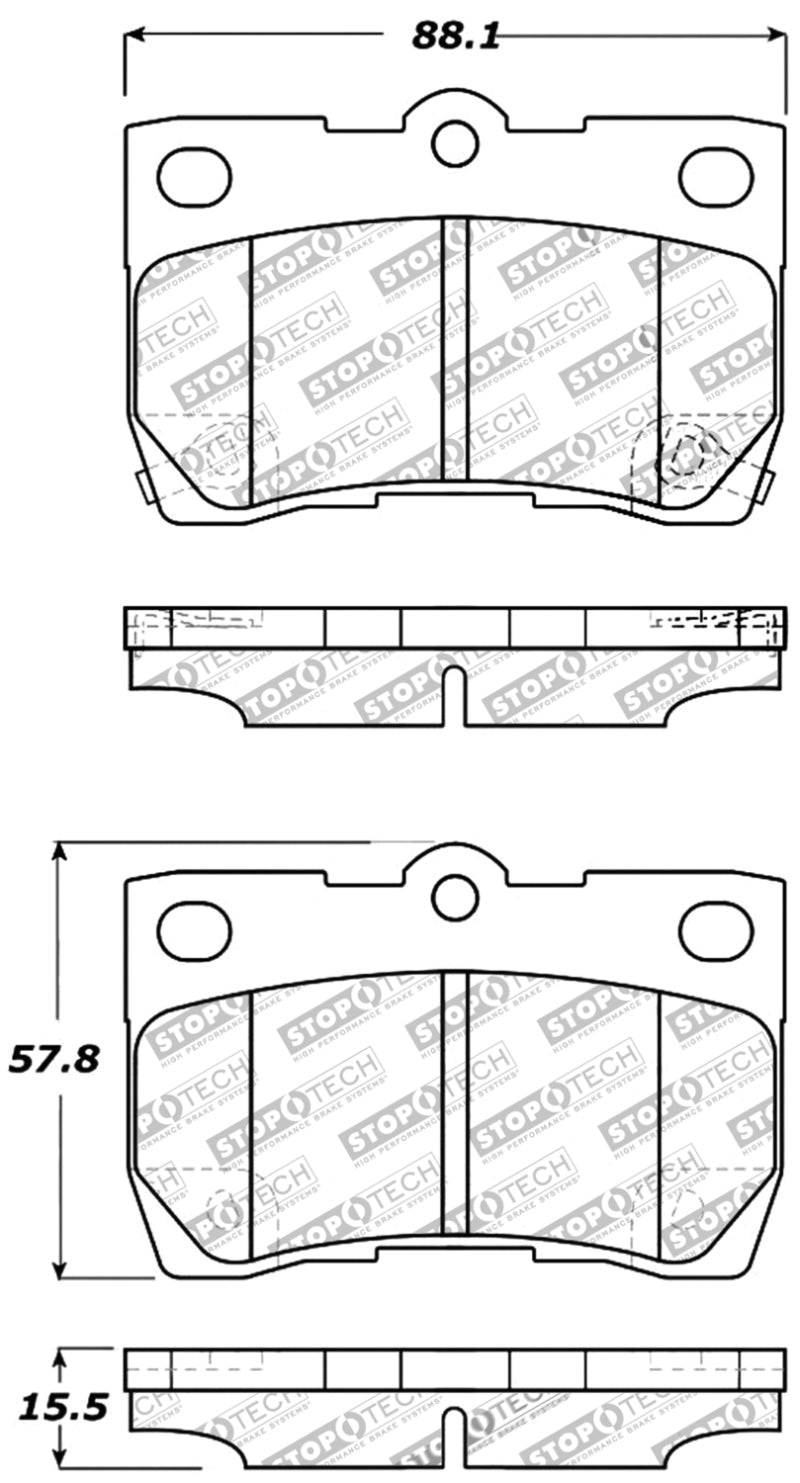 StopTech Performance 06 Lexus GS300/430 / 07-08 GS350 / 06-08 IS250/350 Rear Brake Pads-thumbmail-9