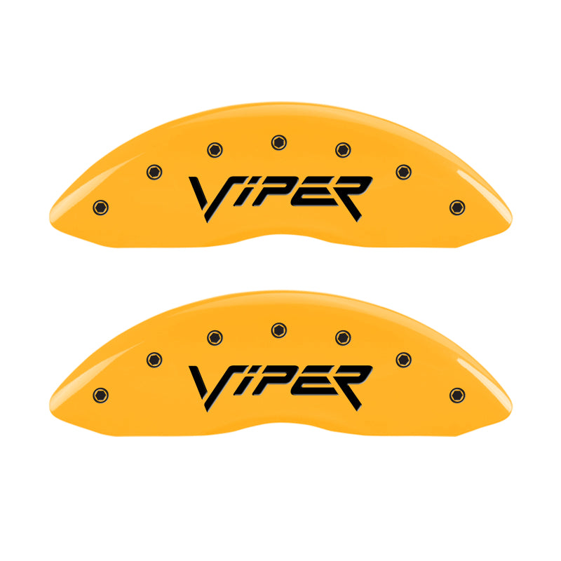 MGP 4 Caliper Covers Engraved Front Viper Rear Snake Yellow Finish Black Char 2002 Dodge Viper-thumbmail-2