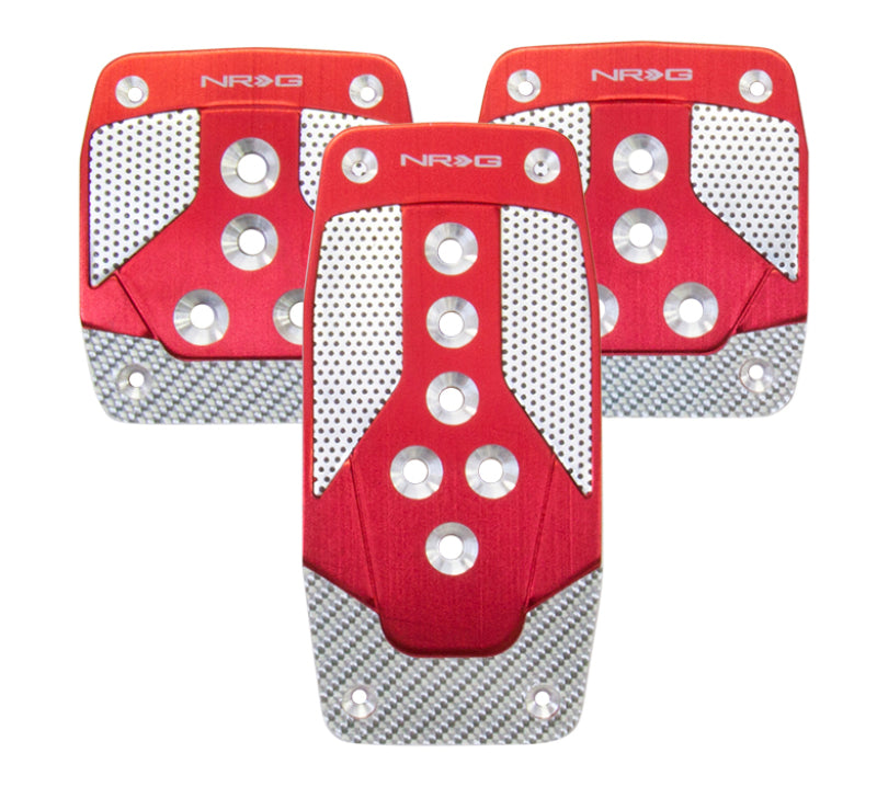NRG Aluminum Sport Pedal M/T - Red w/Silver Carbon-thumbmail-2