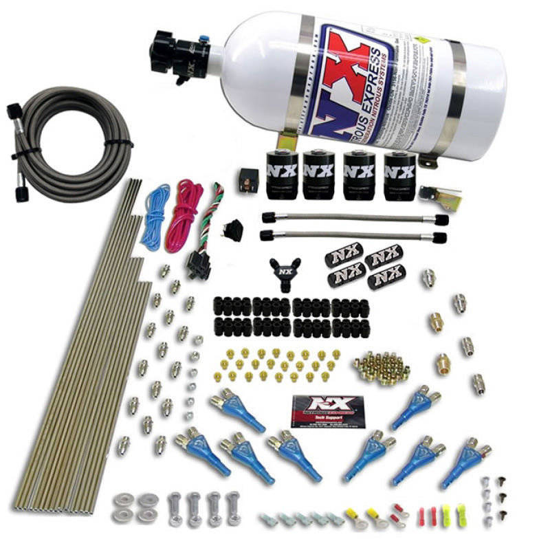 Nitrous Express 8 Cyl Shark Direct Port 4 Solenoids Nitrous Kit (200-600HP) w/10lb Bottle-thumbmail-2