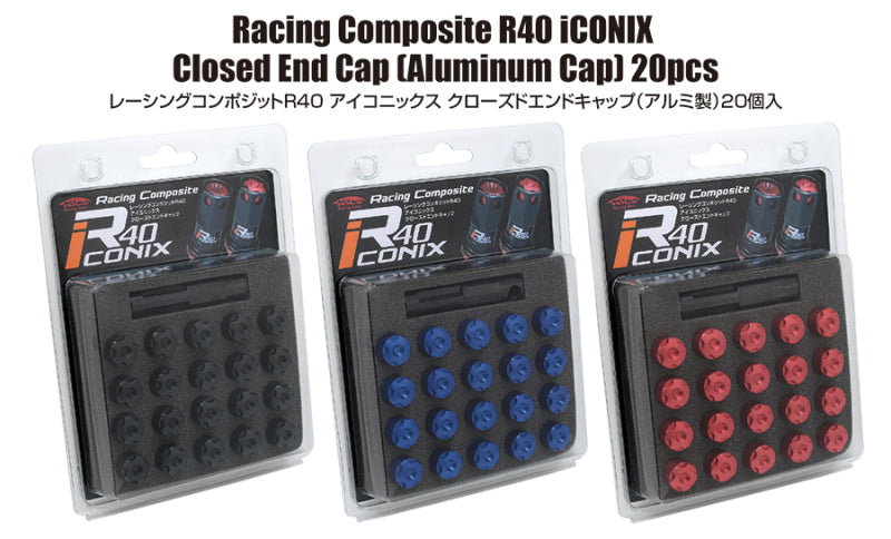 Project Kics 12x1.25 R40 Iconix Aluminum Cap Set - Black (20 Pcs)-thumbmail-1