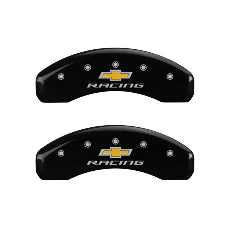 MGP 4 Caliper Covers Engraved Front & Rear Chevy racing Black finish silver ch-thumbmail-5