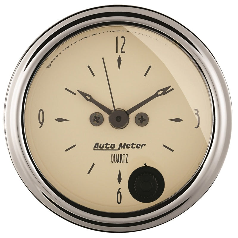 Autometer 2-1/16 inch 12 Hour Analog Antique Beige Clock