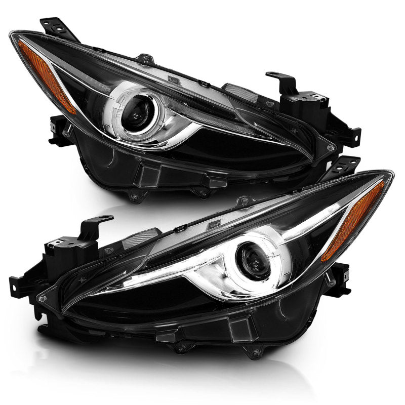 ANZO Projector Headlights With Halo Black w/Amber 14-17 Mazda 3-thumbmail-10