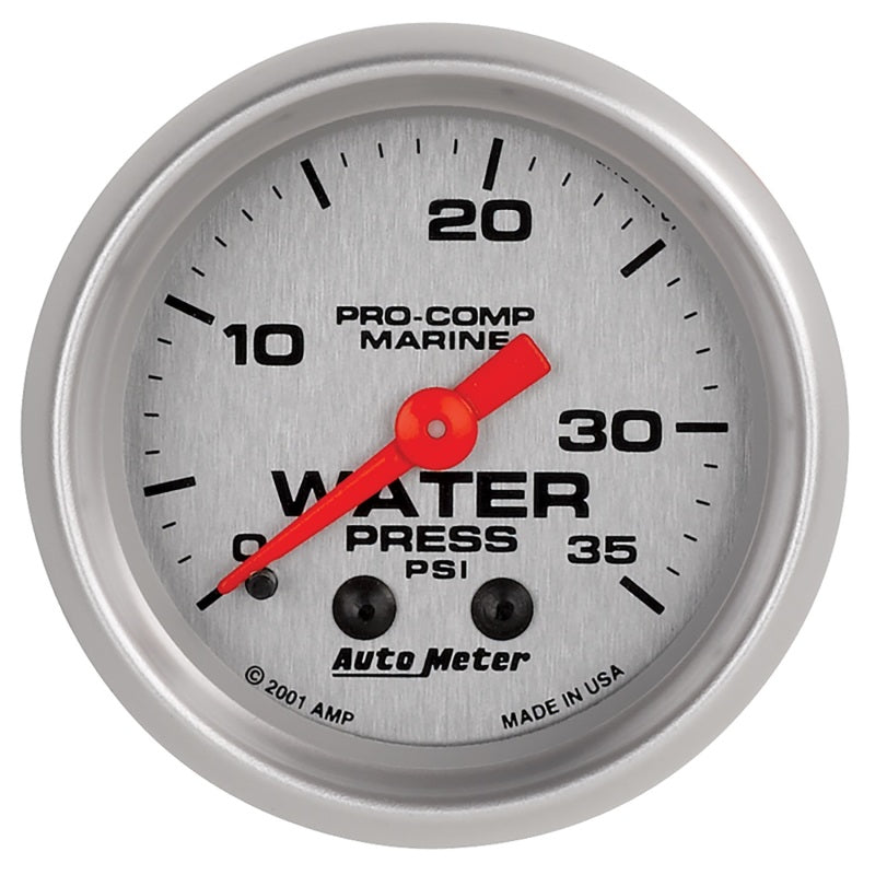 Autometer Marine Silver 2-1/16in 35 PSI Mechanical Water Pressure Gauge-thumbmail-1
