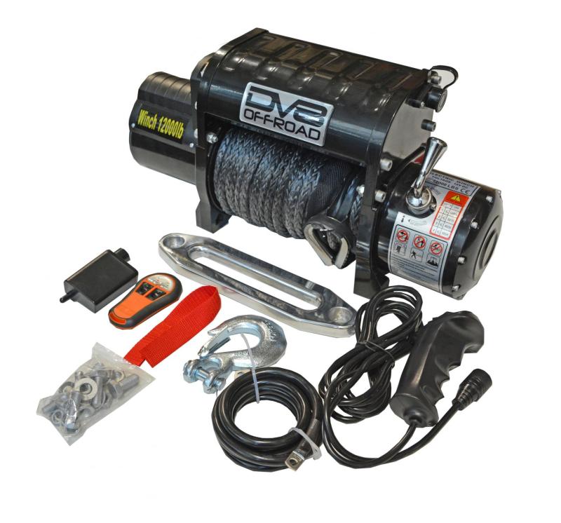 DV8 Offroad 12000 LB Winch w/ Synthetic Line & Wireless Remote - Black-thumbmail-4