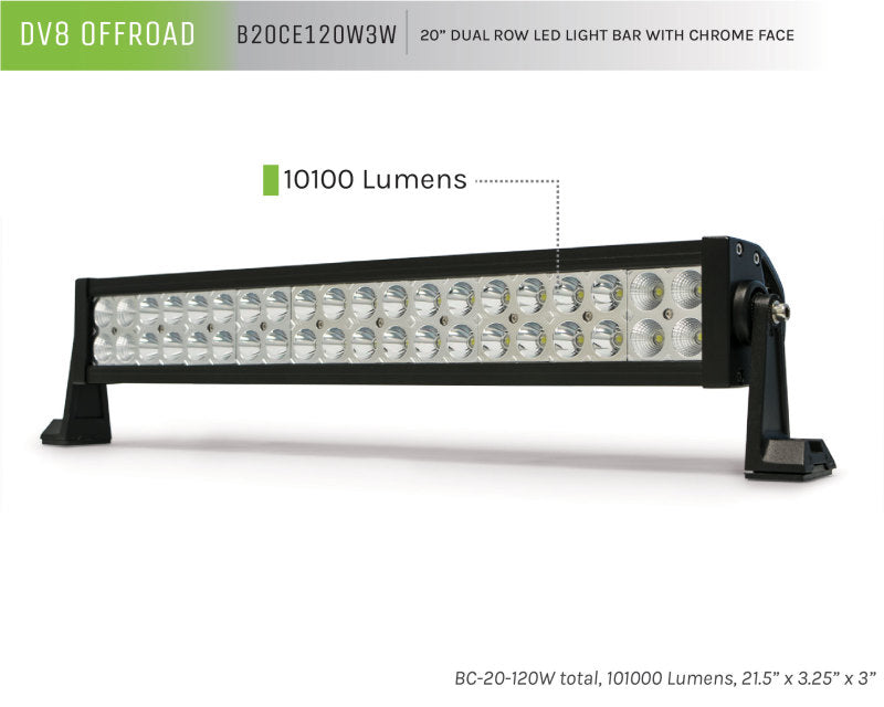 DV8 Offroad Chrome Series 20in Light Bar 120W Flood/Spot 3W LED-thumbmail-10