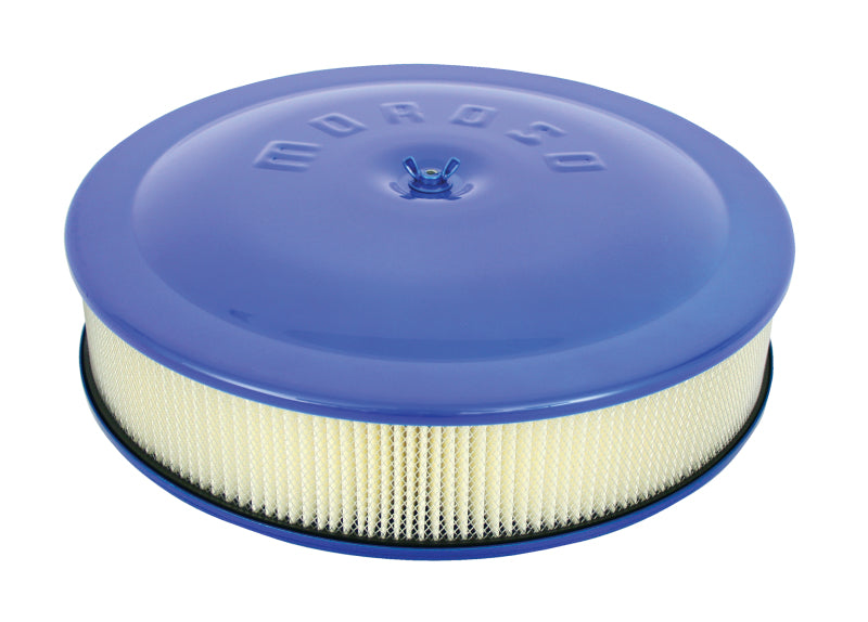 Moroso Racing Air Cleaner - 14in x 3in Filter - Aluminum - Blue Powder Coat-thumbmail-1