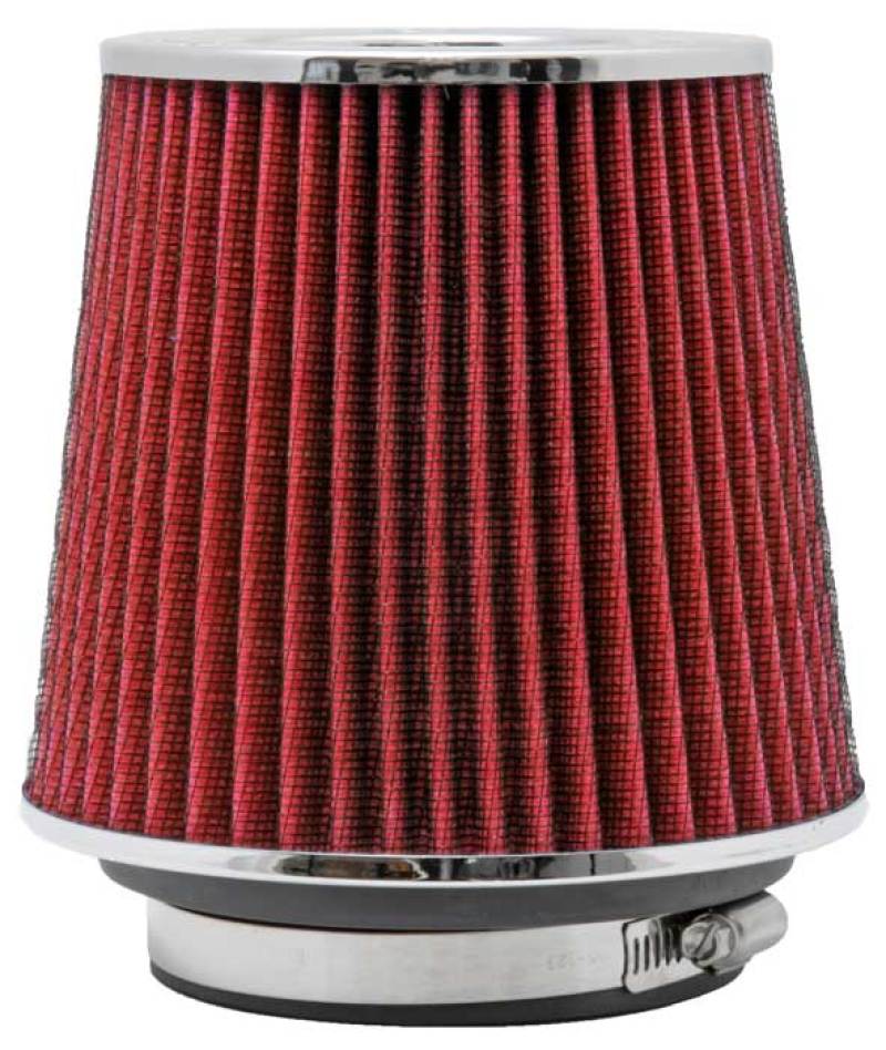 K&N Universal Air Filter Chrome Round Tapered Red - 4in Flange ID x 1.125in Flange Length x 5.5in H-thumbmail-21