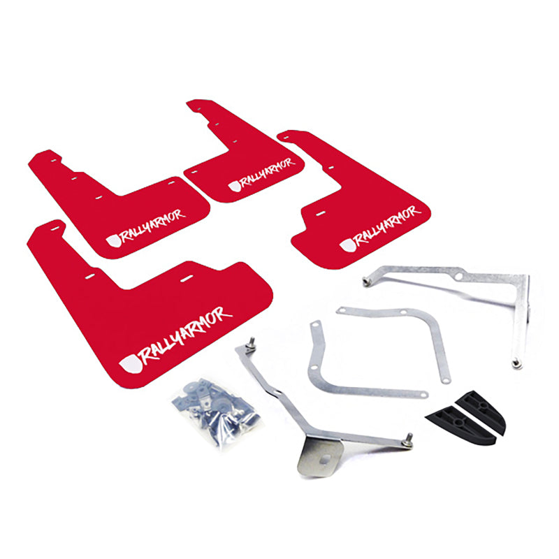 Rally Armor 15-21 Subaru WRX &amp; STI Red Mud Flap White Altered Font Logo-thumbmail-2