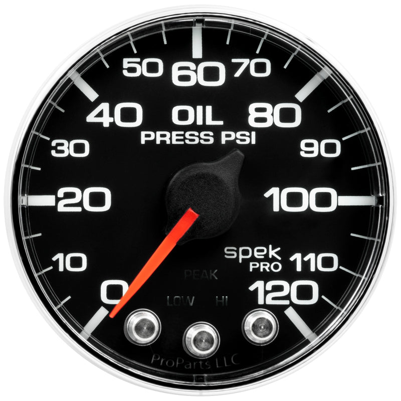 Autometer Spek-Pro Gauge Oil Press 2 1/16in 120psi Stepper Motor W/Peak & Warn Blk/Chrm-thumbmail-2
