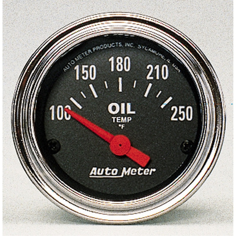 Autometer Traditional Chrome 52mm 100-250 Degree F Short Sweep Electrical Oil Temperature Gauge-thumbmail-1