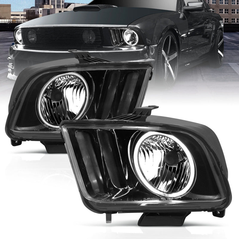 ANZO 2005-2009 Ford Mustang Crystal Headlights w/ Halo Black (CCFL)-thumbmail-17