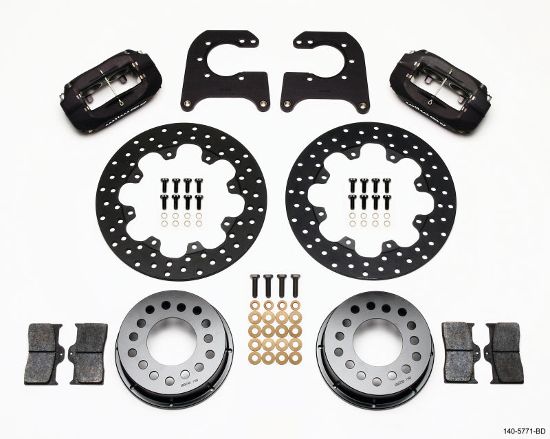 Wilwood Forged Dynalite Rear Drag Kit Drilled Rotor Chevy 12 Bolt-Spec 3.15in Brng-thumbmail-1