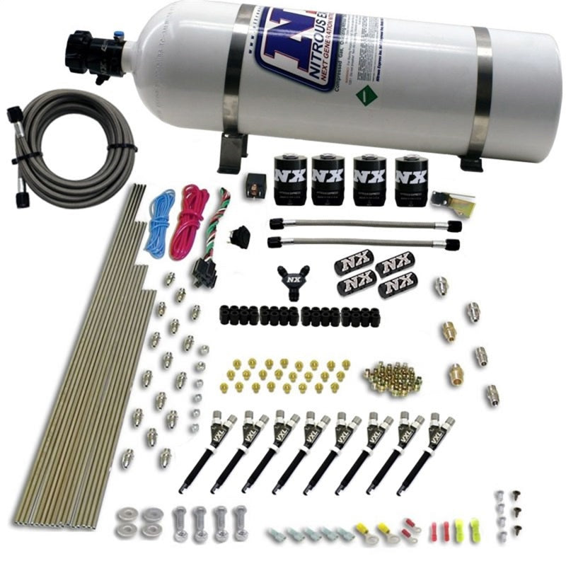 Nitrous Express 8 Cyl VXL Direct Port 4 Solenoids Nitrous Kit (200-500HP) w/15lb Bottle-thumbmail-2