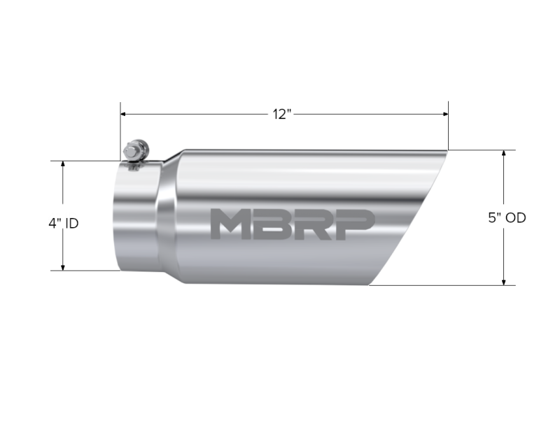 MBRP Universal Tip 5 O.D. Dual Wall Angled 4 inlet 12 length-thumbmail-4