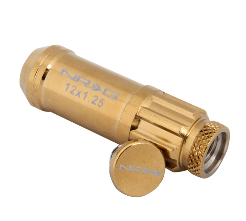 NRG 700 Series M12 X 1.25 Steel Lug Nut w/Dust Cap Cover Set 21 Pc w/Locks & Socket - Chrome Gold-thumbmail-8