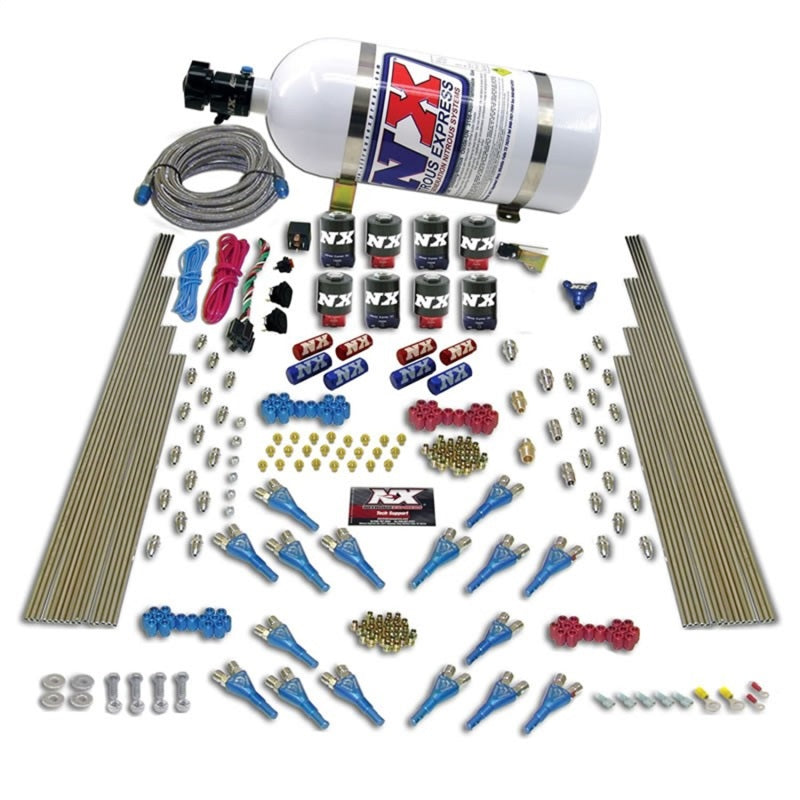 Nitrous Express Shark Dual Stage/Gas 16 Nozzles 8 Solenoids Nitrous Kit (200-1200HP) w/10lb Bottle-thumbmail-2