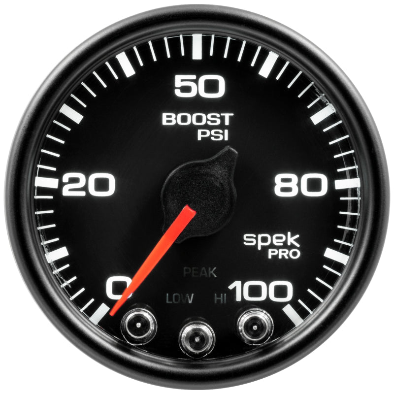 Autometer Spek-Pro Gauge Boost 2 1/16in 100psi Stepper Motor W/Peak & Warn Blk/Blk-thumbmail-2