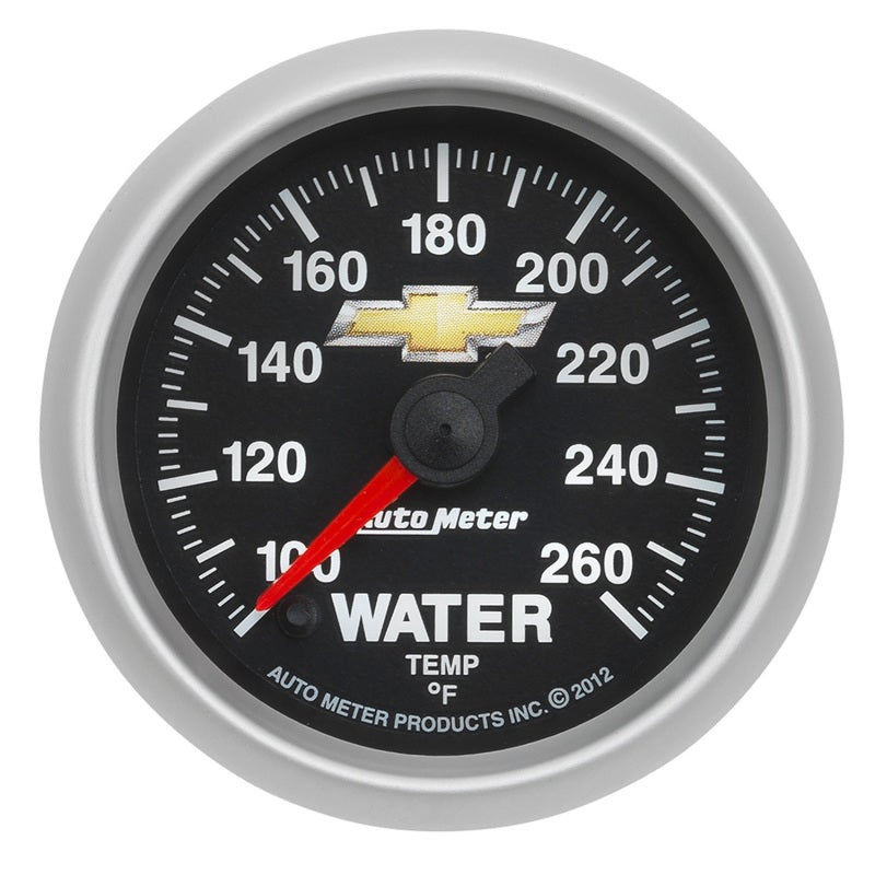 AutoMeter Gauge Water Temp 2-1/16in. 100-260 Deg. F Digital Stepper Motor Chevy Gold Bowtie-thumbmail-1