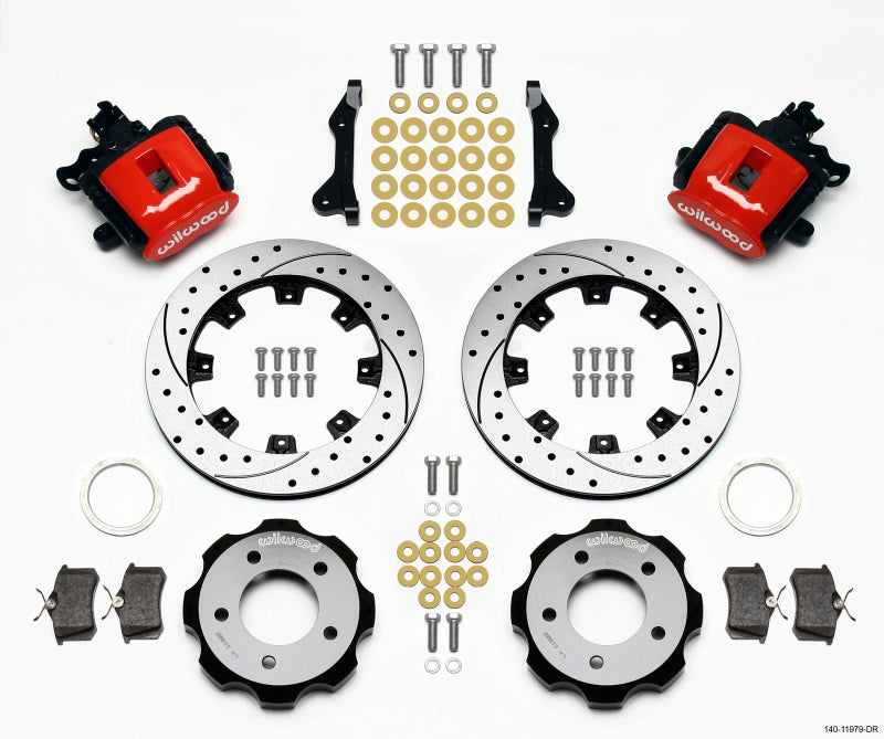 Wilwood Combination Parking Brake Rear Kit 12.19in Drilled Red 2006-Up Civic / CRZ-thumbmail-1