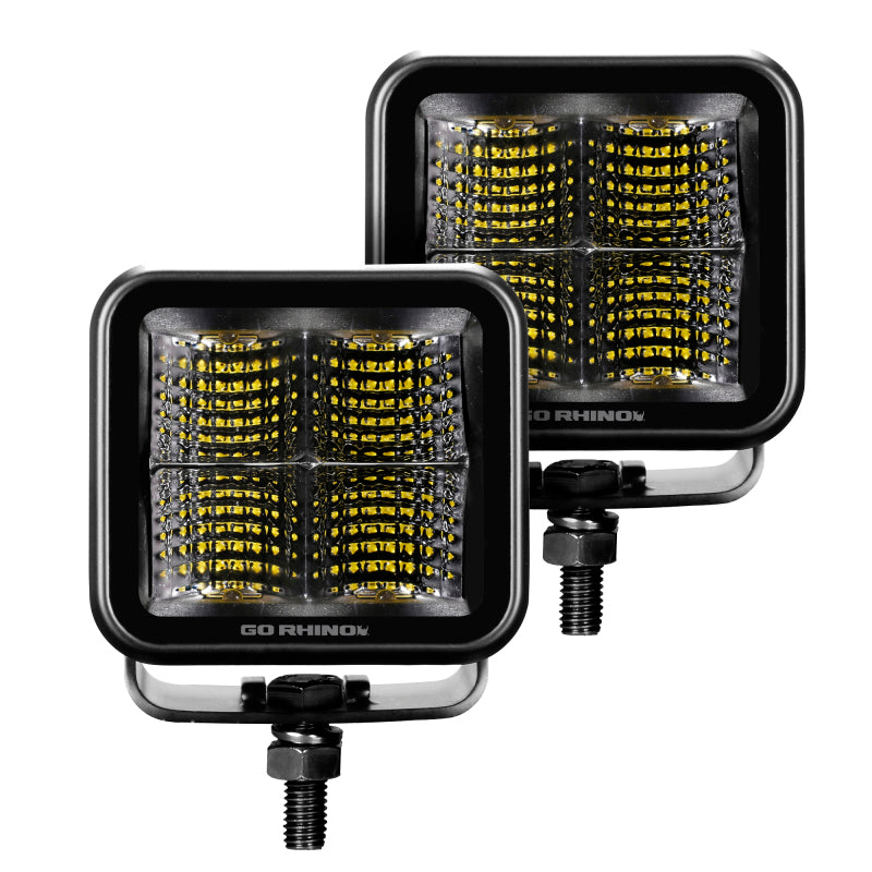 Go Rhino Xplor Blackout Series Cube LED Flood Light Kit (Surface/Threaded Stud Mnt) 3x3 - Blk (Pair)-thumbmail-2