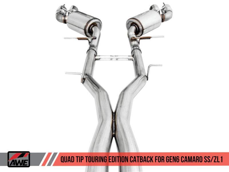 AWE Tuning 16-19 Chevy Camaro SS Non-Res Cat-Back Exhaust -Touring Edition (Quad Chrome Silver Tips)-thumbmail-3