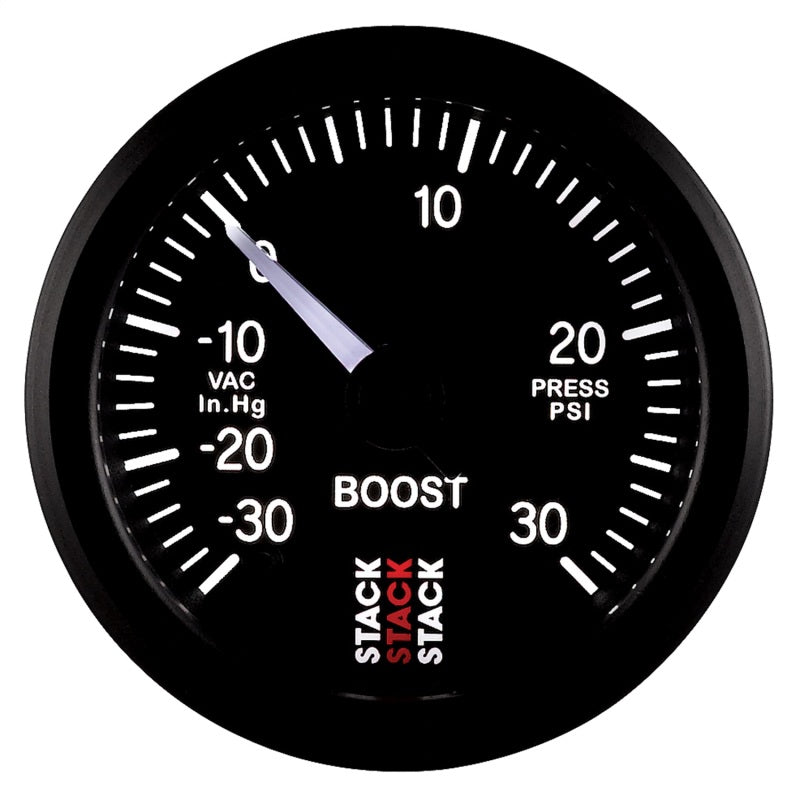 Autometer Stack 52mm -30INHG to +30 PSI (Incl T-Fitting) Pro Stepper Motor Boost Press Gauge - Black-thumbmail-6