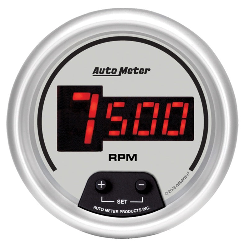 AutoMeter Gauge Tach 3-3/8in. 10K RPM In-Dash Digital Silver Dial W/ Red Led-thumbmail-1