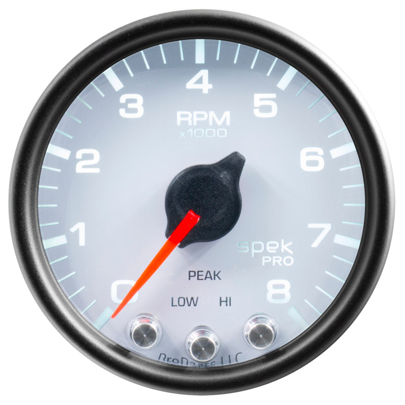 Autometer Spek-Pro Gauge Tach 2 1/16in 8K Rpm W/ Shift Light & Peak Mem Wht/Blk-thumbmail-3