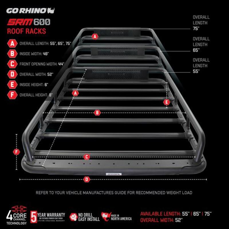 Go Rhino Universal 65in SRM 600 Basket Style Rack - Textured black-thumbmail-25