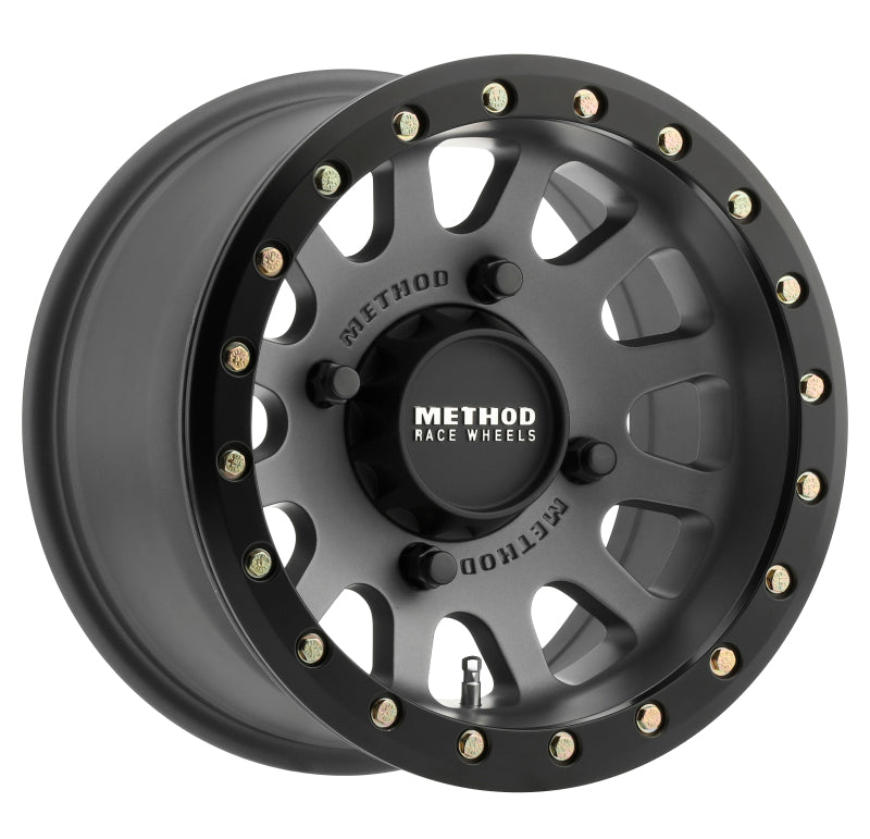 Method MR401 UTV Beadlock 14x7 / 4+3/13mm Offset / 4x156 / 132mm CB Titanium Wheel- Matte Black Ring-thumbmail-1