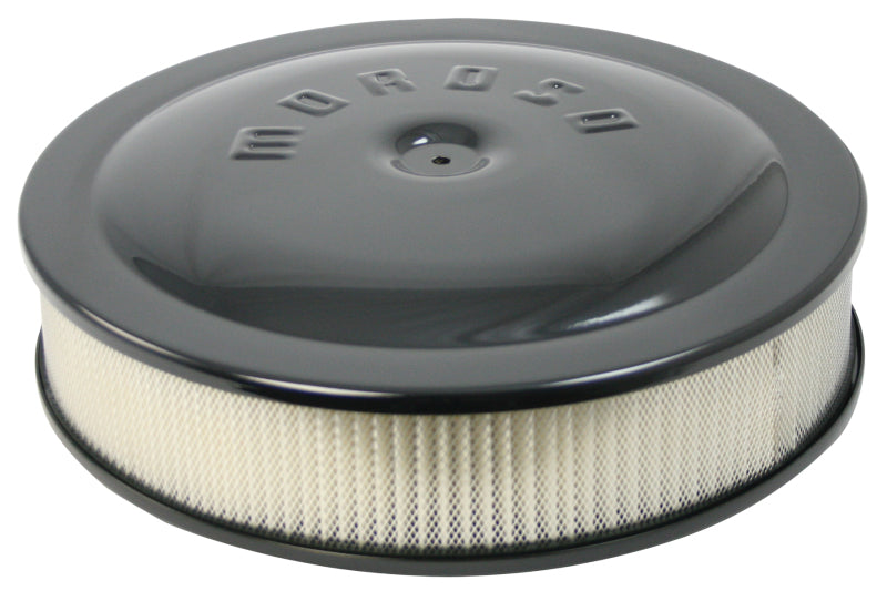 Moroso Racing Air Cleaner - 14in x 3in Filter - Raised Bottom - Aluminum - Black Powder Coat-thumbmail-1