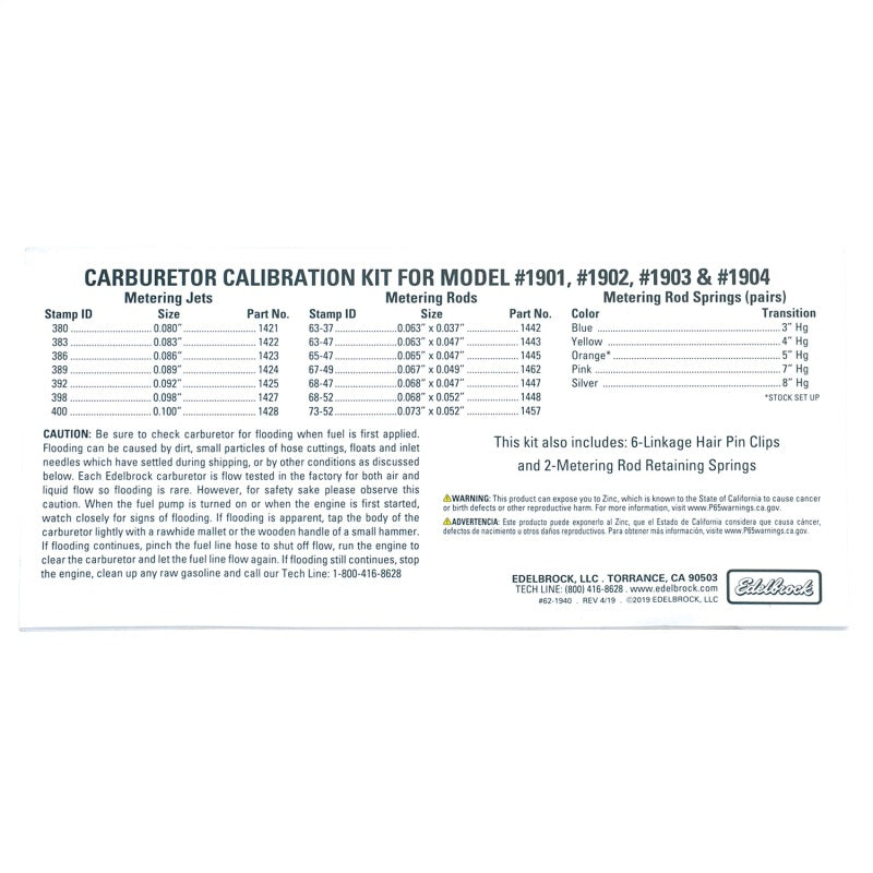 Edelbrock Calibration Kit for 1901 / 1902 / 1903 / 1904-thumbmail-10