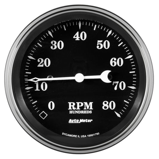Auto Meter Gauge Tachometer 3 3/8in 8k RPM In-Dash Old Tyme Black