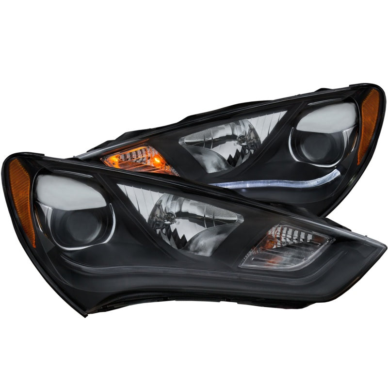 ANZO 2013-2015 Hyundai Genesis Projector Headlights w/ Plank Style Design Black (HID Compatible)-thumbmail-2