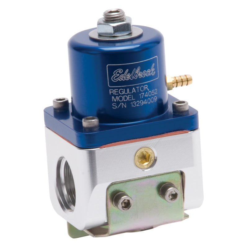 Edelbrock Fuel Pressure Regulator Carbureted 180 GPH 5-10 PSI -10 In/Out -6 Return Blue/Clear-thumbmail-3
