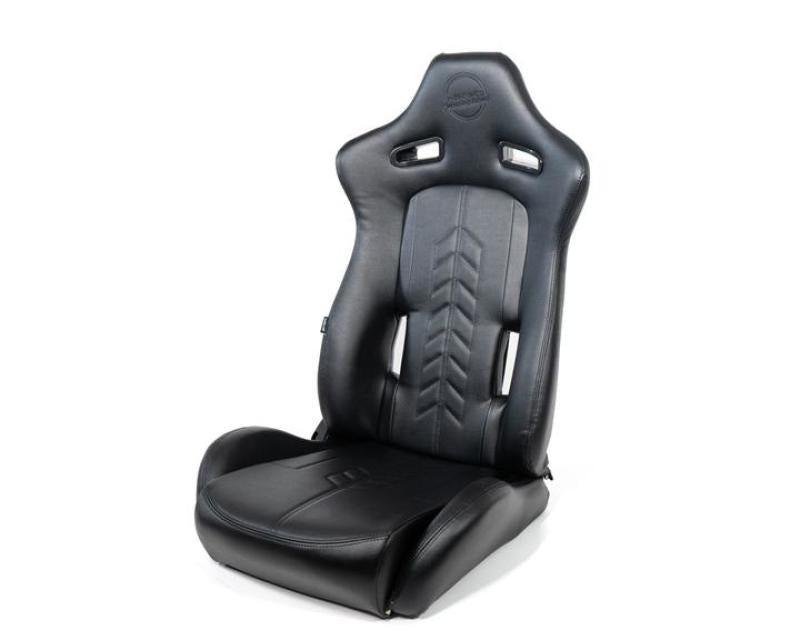 NRG Reclinable Sport Seats (Pair) The Arrow Black Vinyl w/ Pressed NRG logo w/ Black Stitch-thumbmail-3