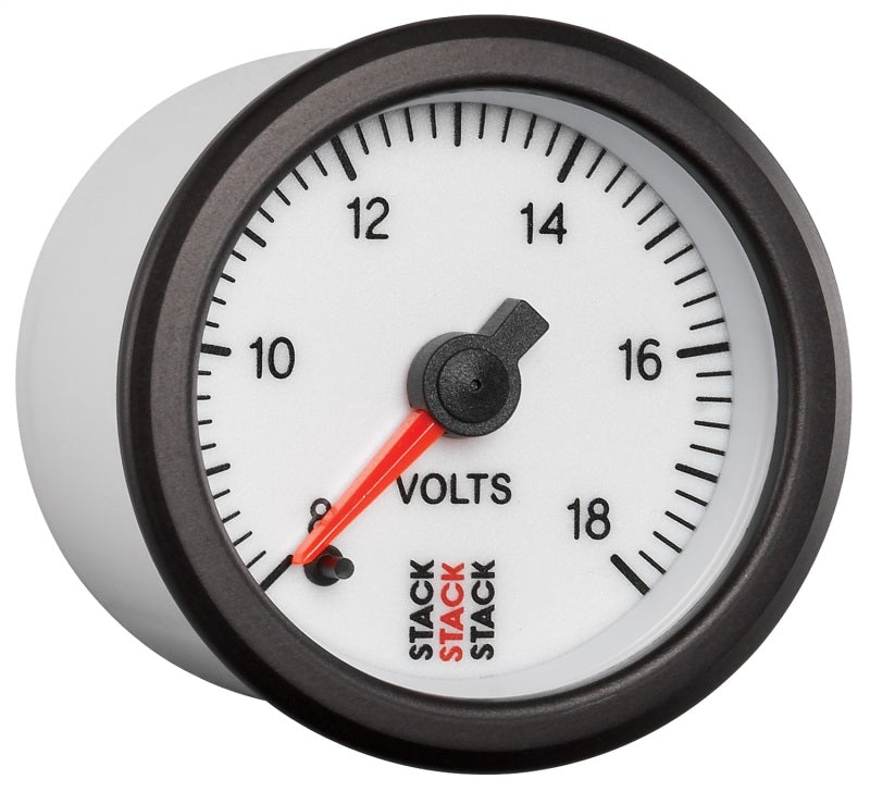 Autometer Stack 52mm 8-18V Pro Stepper Motor Battery Voltage Gauge - White-thumbmail-6