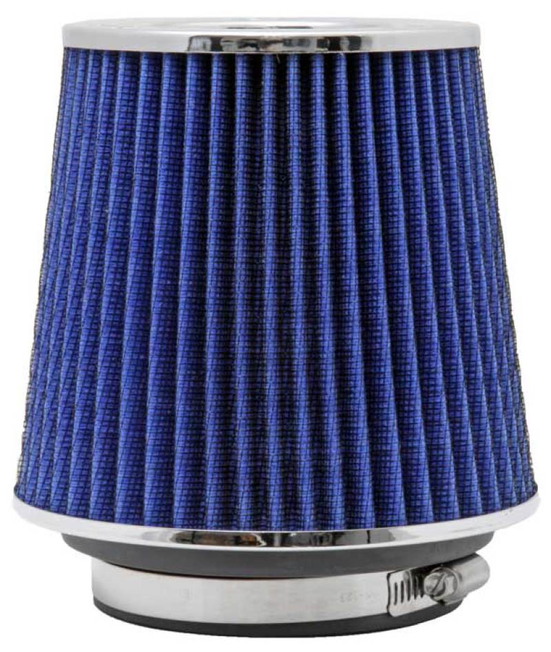 K&N Universal Air Filter Chrome Round Tapered Blue - 4in Flange ID x 1.125in Flange Length x 5.5in H-thumbmail-17