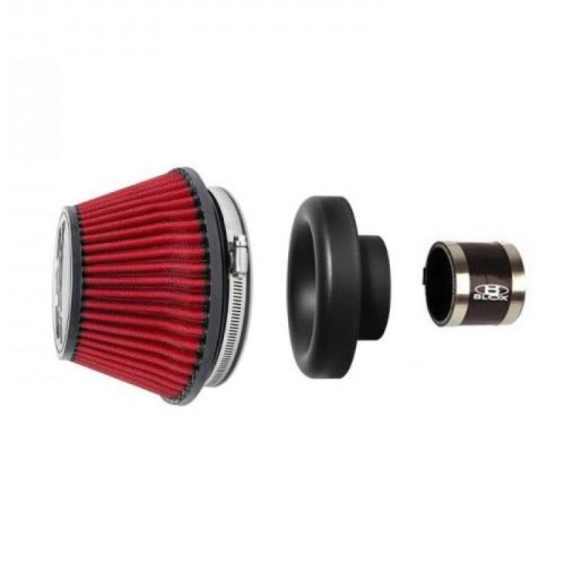 BLOX Racing Shorty Performance 5in Air Filter w/3.5in Velocity Stack and Coupler Kit - Black-thumbmail-1