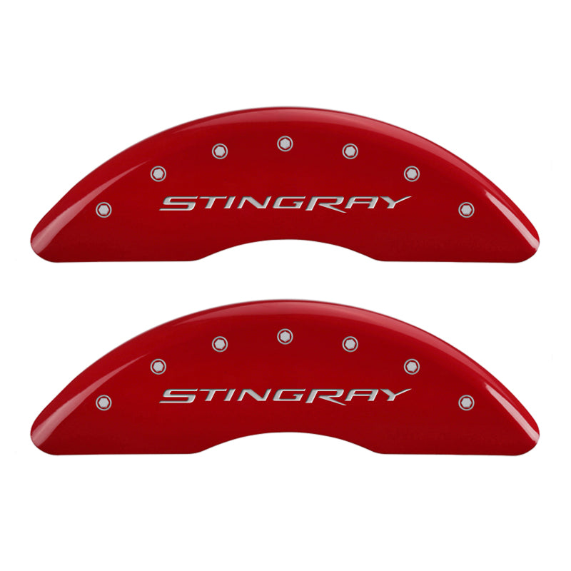 MGP 4 Caliper Covers Engraved Front & Rear Stingray Red finish silver ch-thumbmail-2