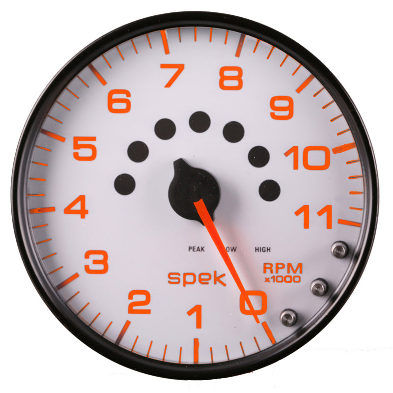 Autometer Spek-Pro Gauge Tachometer 5in 11K Rpm W/Shift Light & Peak Mem White/Black-thumbmail-8