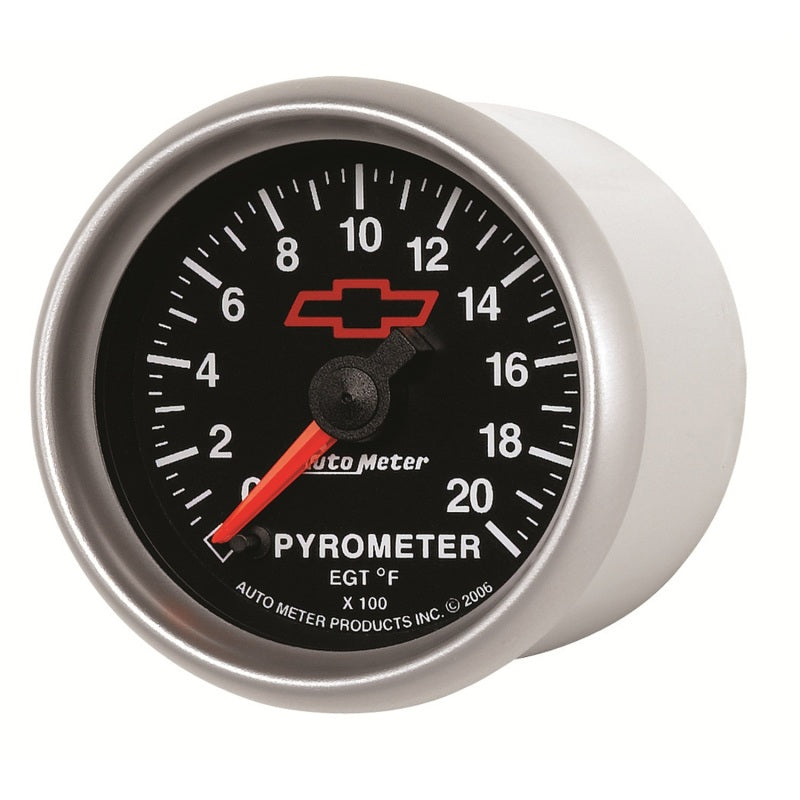 AutoMeter Gauge Pyrometer (Egt) 2-1/16in. 2000 Deg. F Stepper Motor Chevy Red Bowtie Black-thumbmail-5