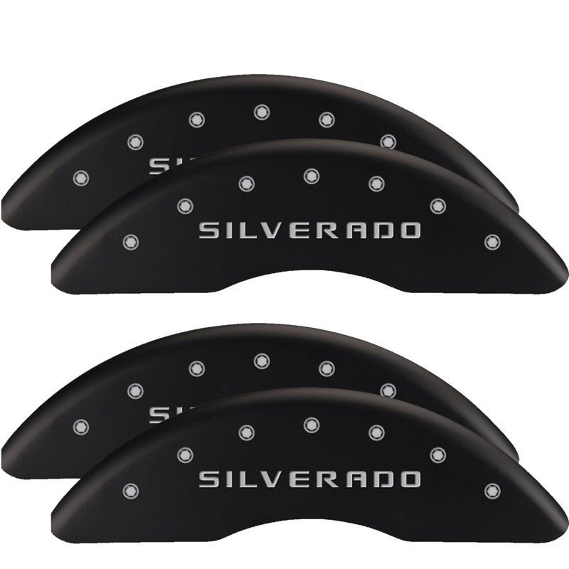 MGP 4 Caliper Covers Engraved Front & Rear Bowtie Black finish silver ch-thumbmail-3